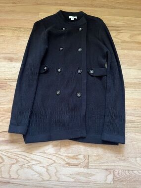 Charter Club Black Double-Breasted Knit Sweater Jacket